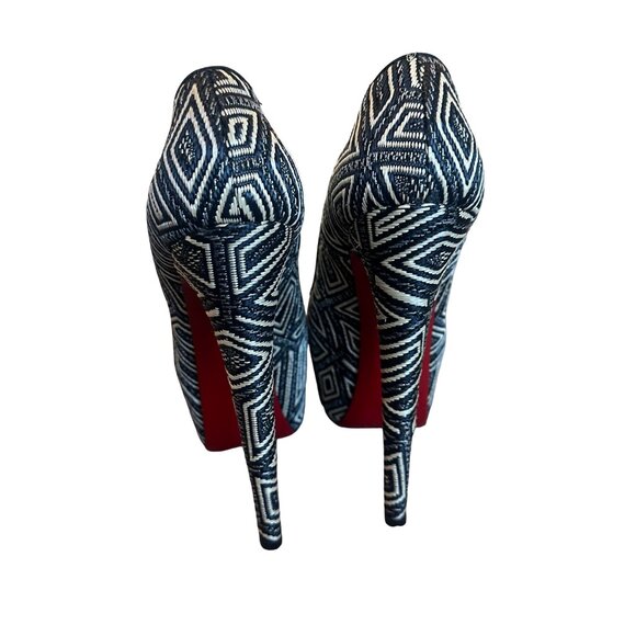 Christian Louboutin Daffodile Platform Pumps Heels Panama Geometrico Size 39 - Picture 5 of 16